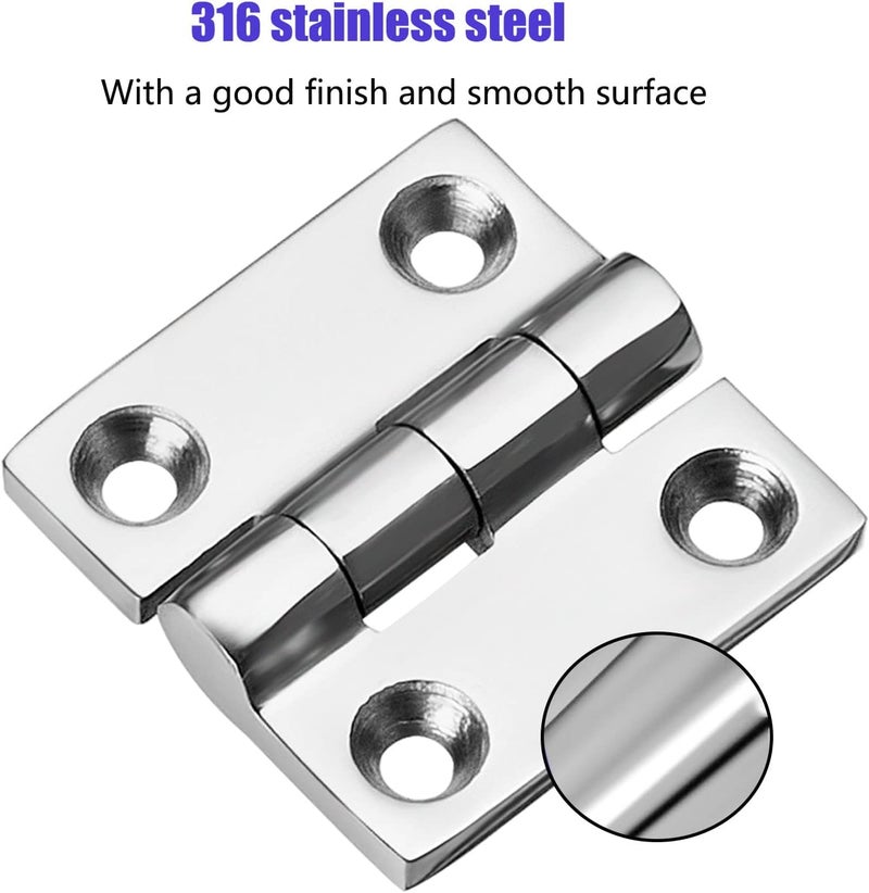 ODYSUNRAL Heavy Duty Boat Hinges Stainless Steel Marine Grade, 1.5 inch x 1.5 inches (38mm X 38 mm), No Noise, 316 Stainless Steel with Screws (2 PCS) - Image 3